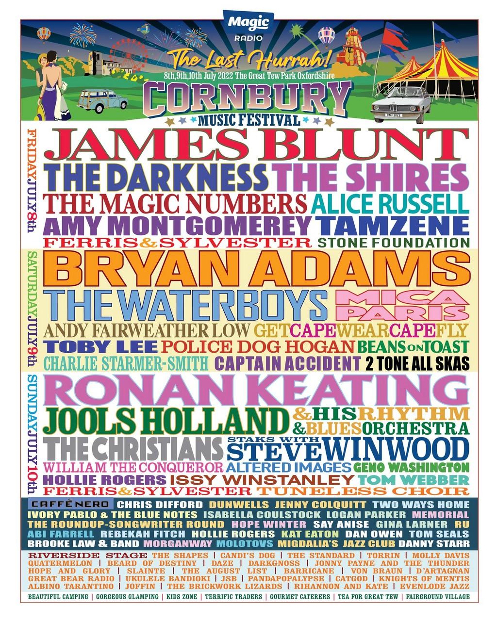 Lineup Poster Cornbury Music Festival 2022