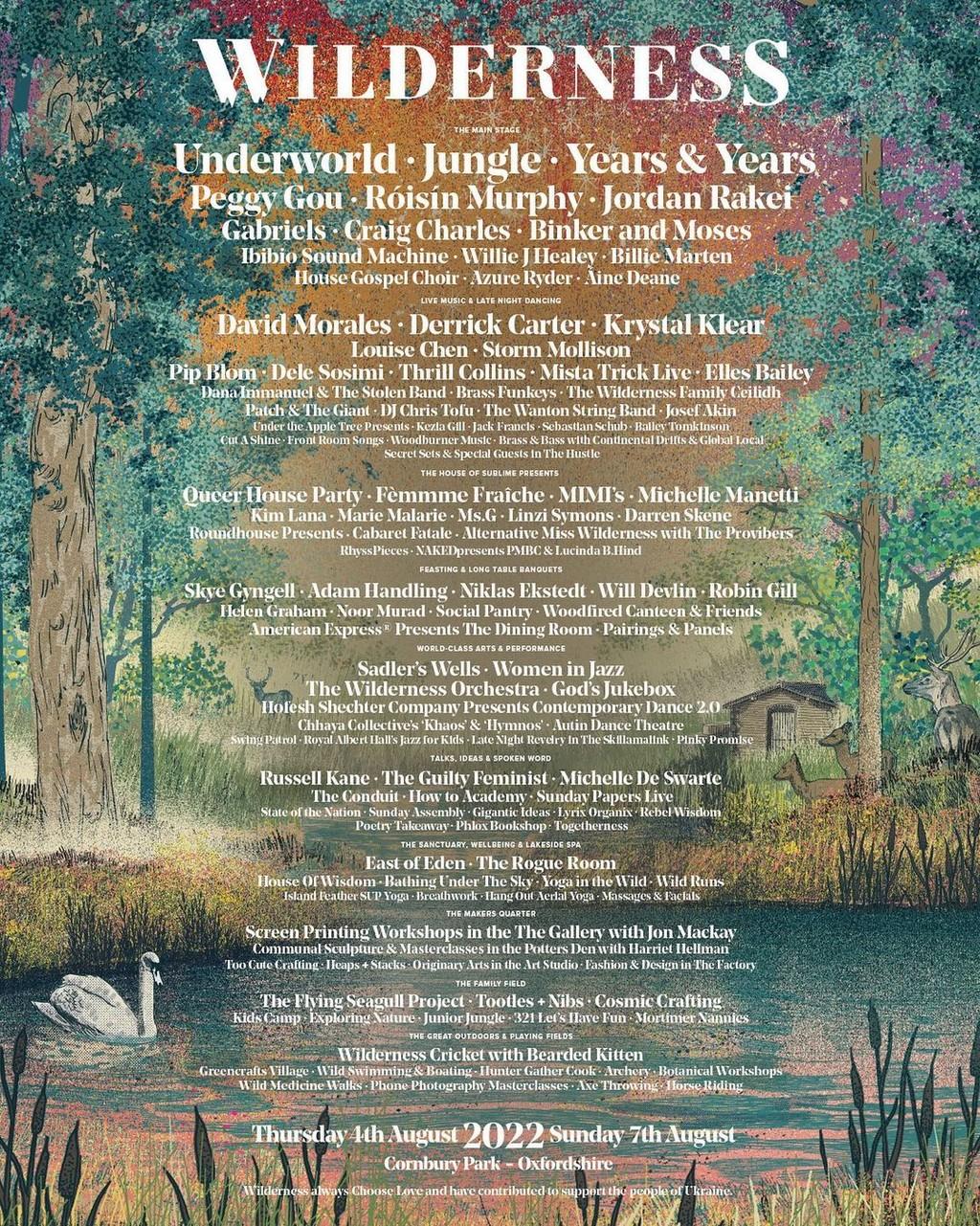 Lineup Poster Wilderness Festival 2022