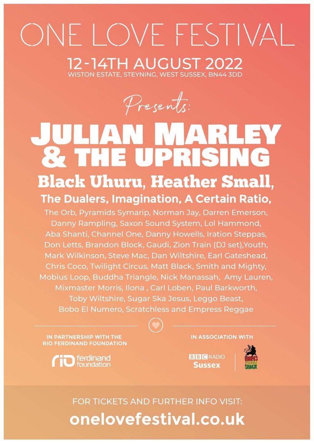 Lineup Poster One Love Festival UK 2022