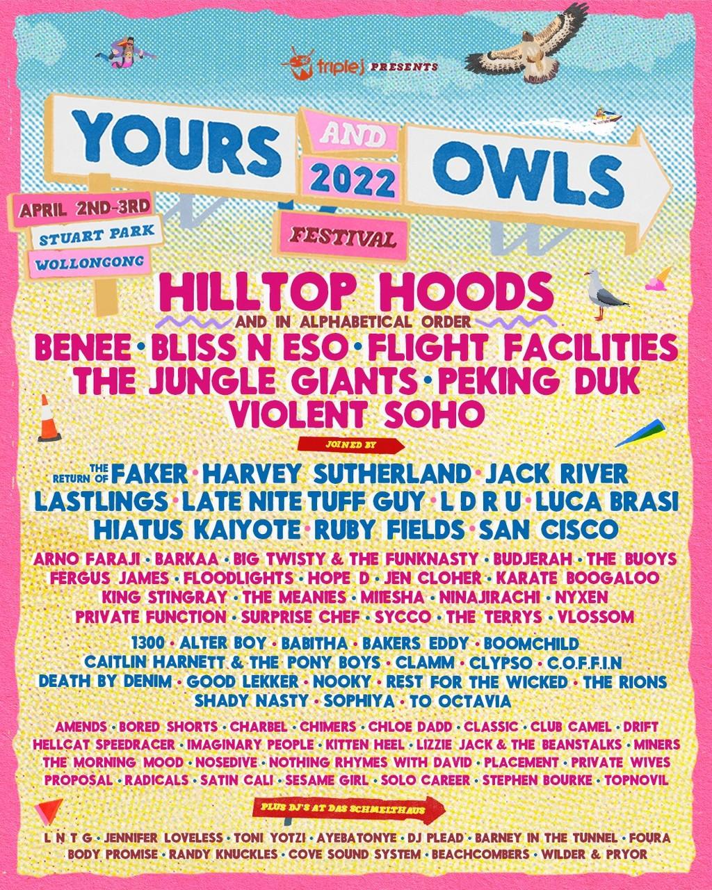 Lineup Poster Yours & Owls Festival 2022