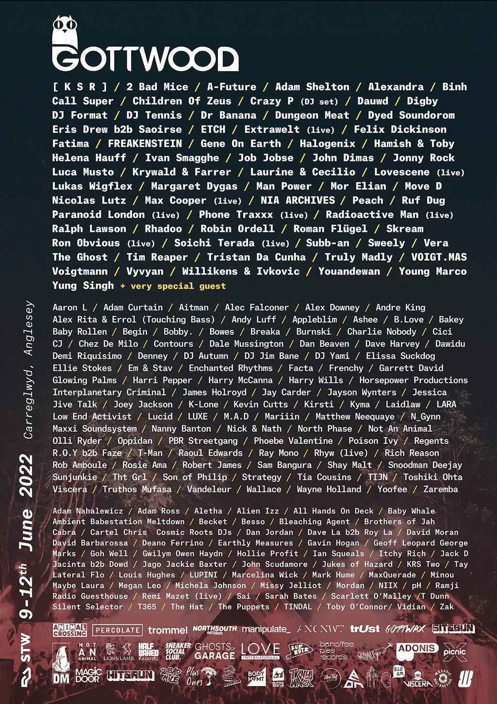 Lineup Poster Gottwood Festival 2022