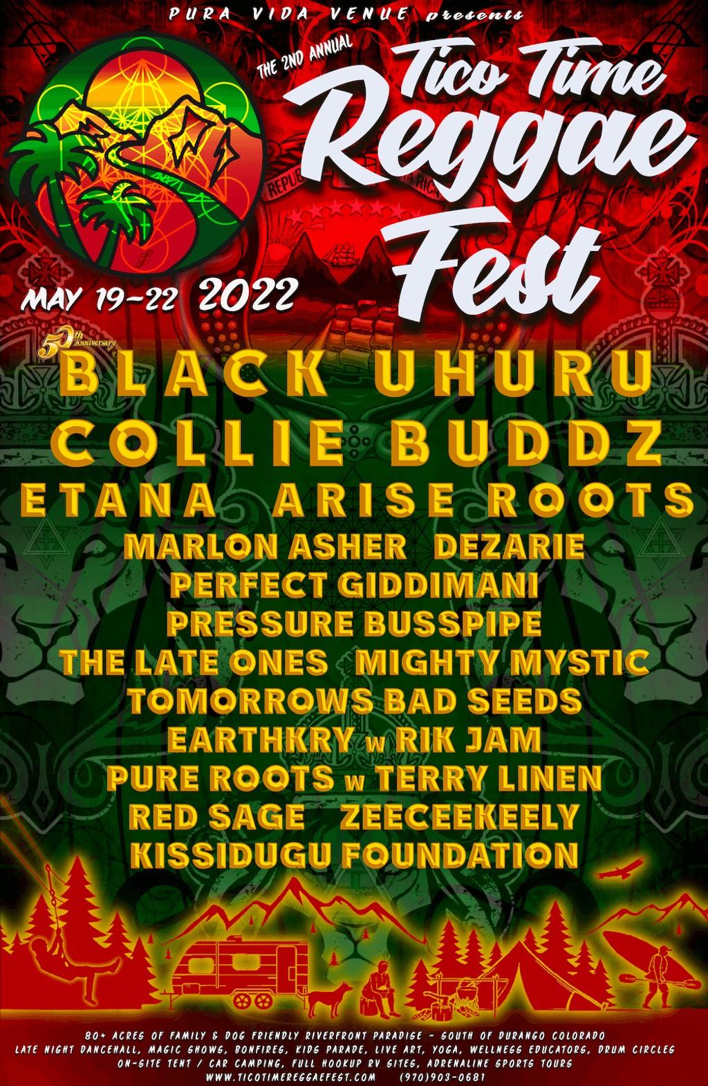 Lineup Poster Tico Time Reggae Festival 2022