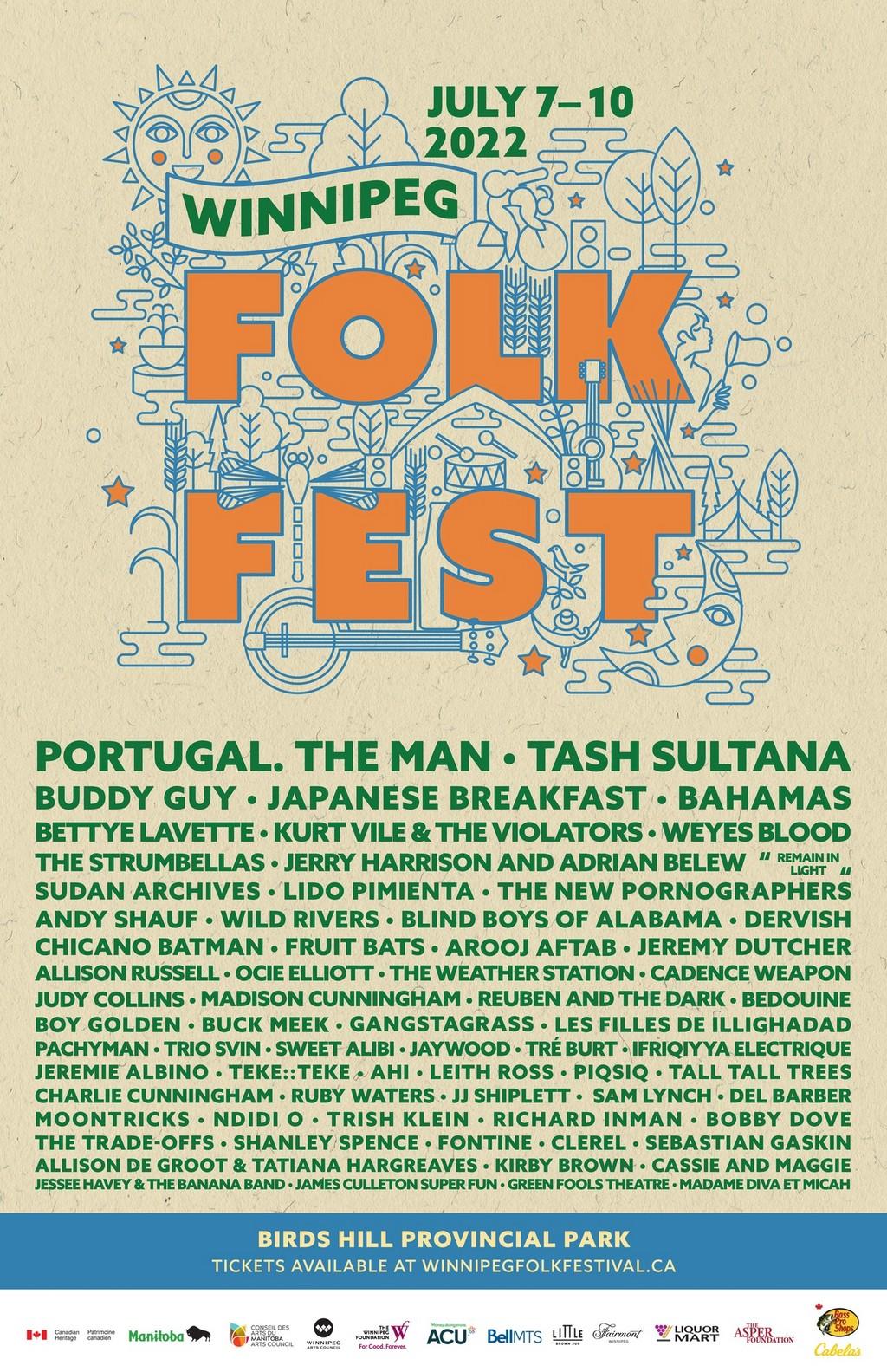 Lineup Poster Winnipeg Folk Festival 2022