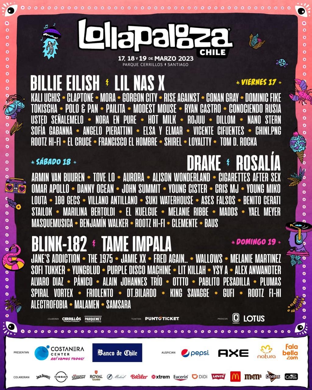 Lineup Poster Lollapalooza Chile 2023