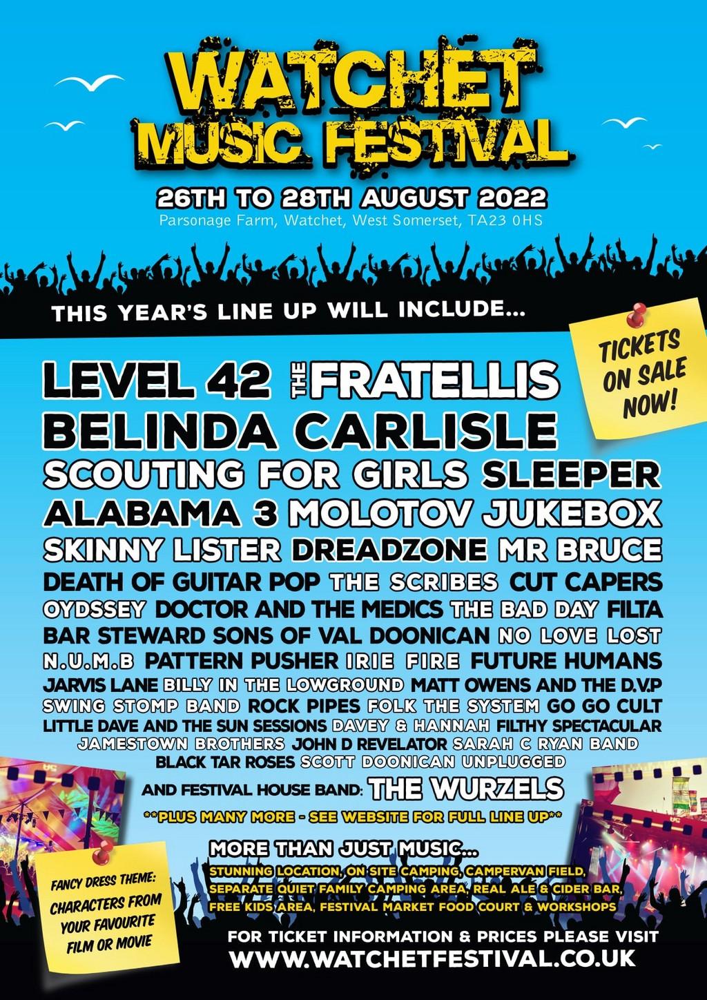 Lineup Poster Watchet Live Festival 2022