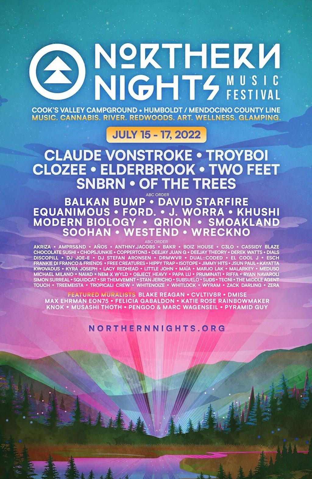 Lineup Poster Northern Nights Music Festival 2022