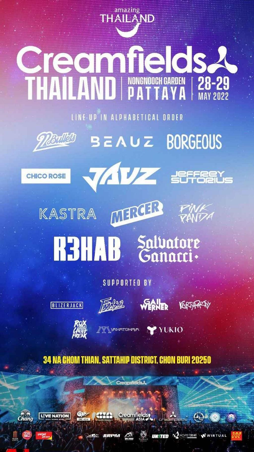 Lineup Poster Creamfields Thailand 2022