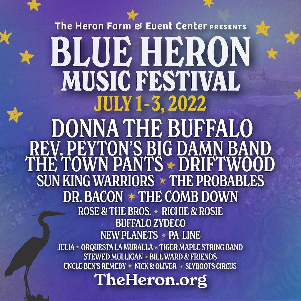 Lineup Poster Great Blue Heron Music Festival 2022