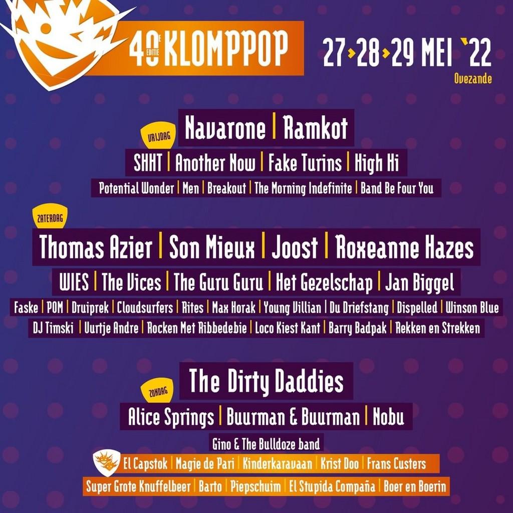 Lineup Poster Klomppop Festival 2022