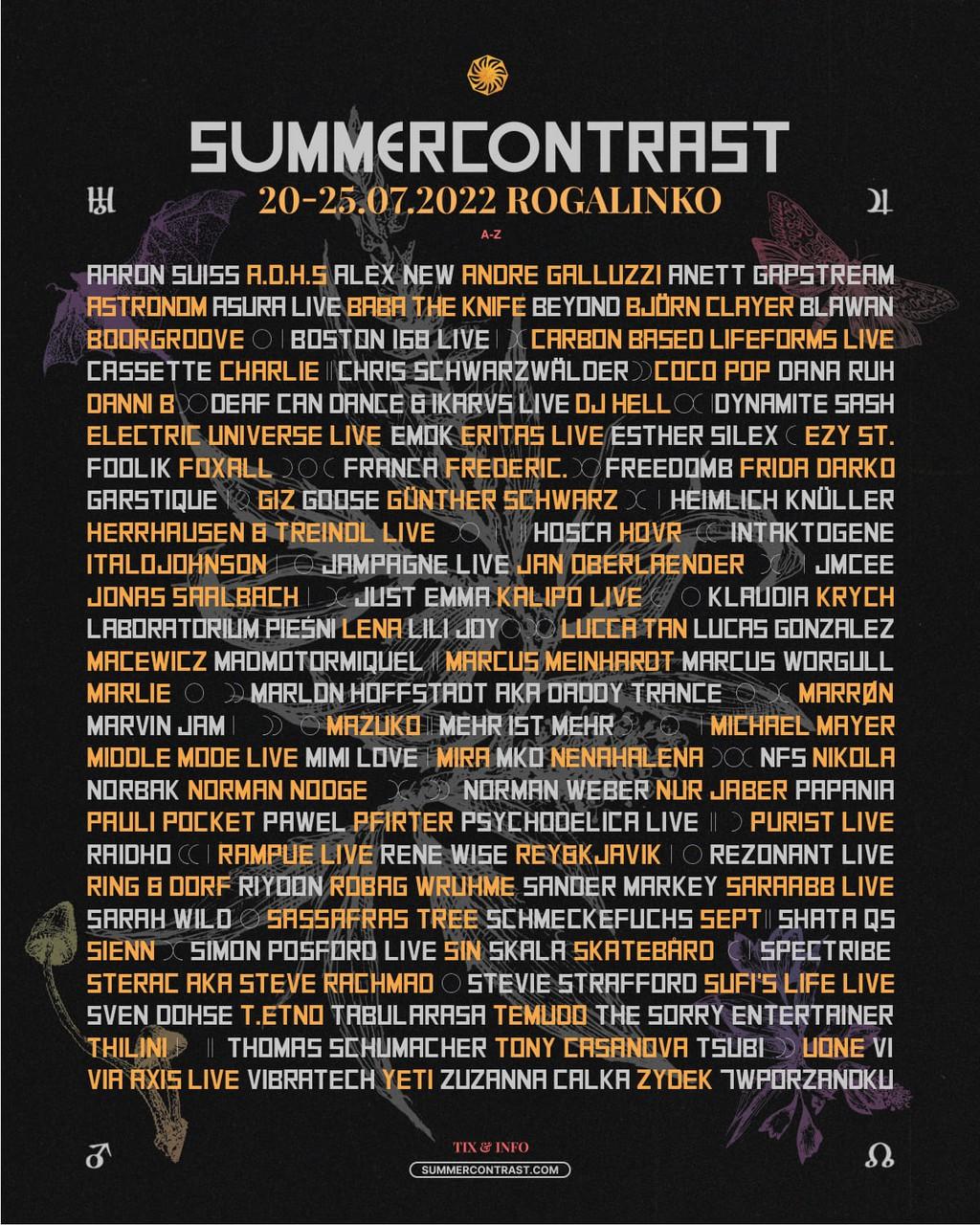 Lineup Poster Summer Contrast Festival 2022