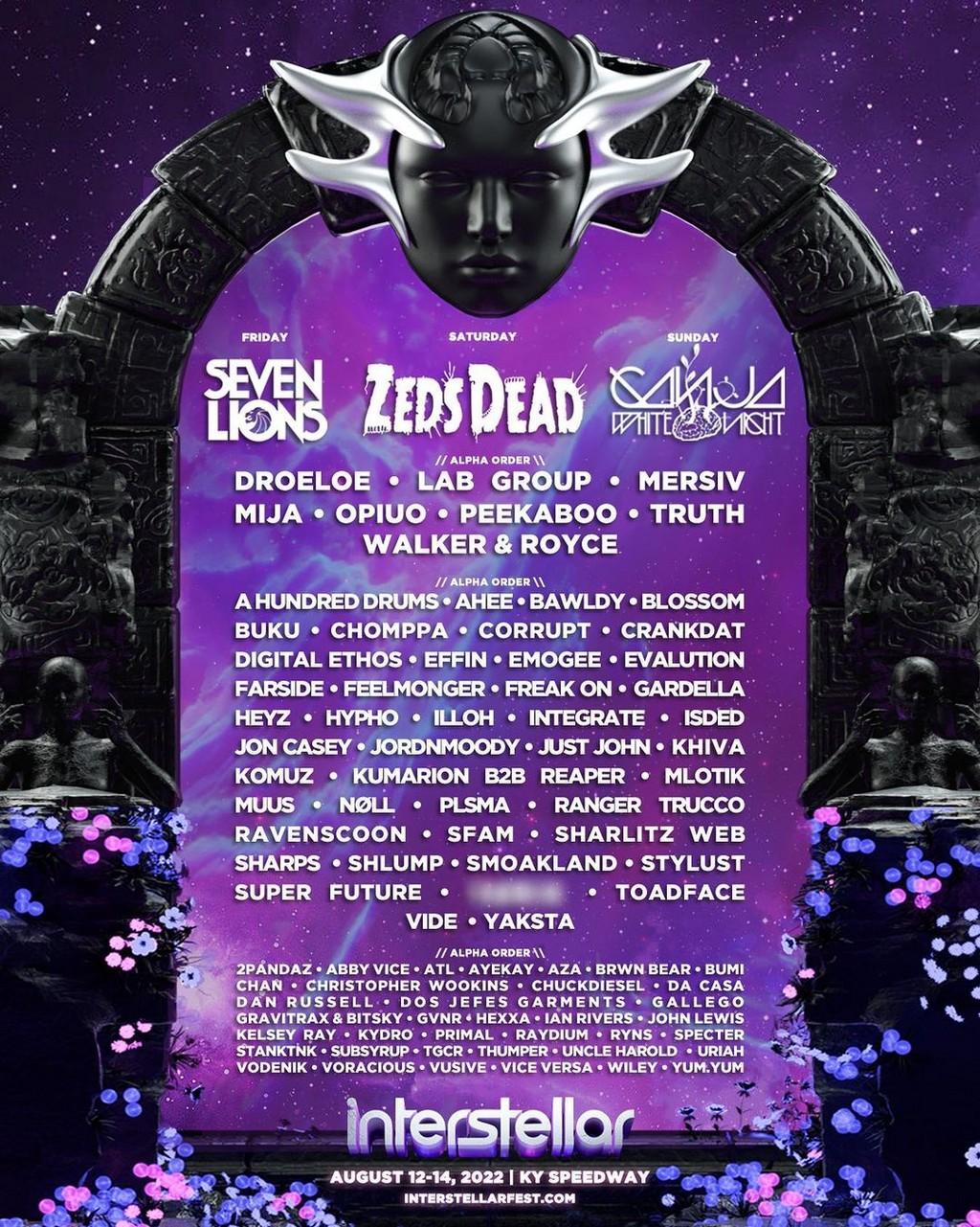 Lineup Poster Interstellar Music Festival 2022