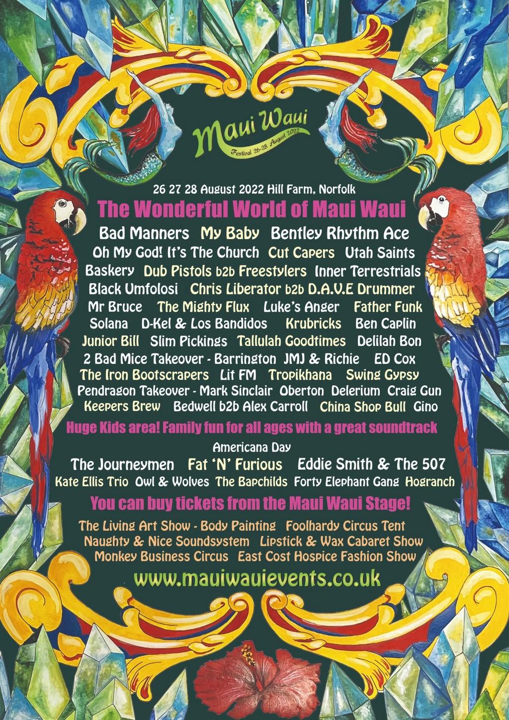 Lineup Poster Maui Waui Festival 2022