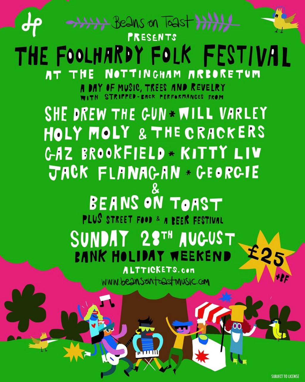 Lineup Poster Beans on Toast's Foolhardy Folk Festival 2022