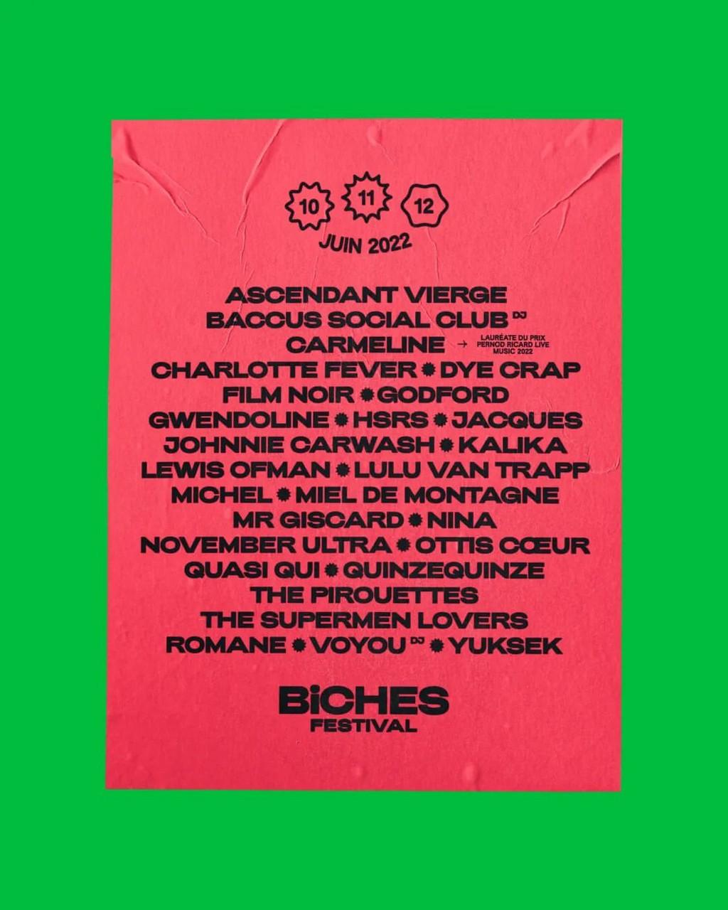 Lineup Poster Biches Festival 2022