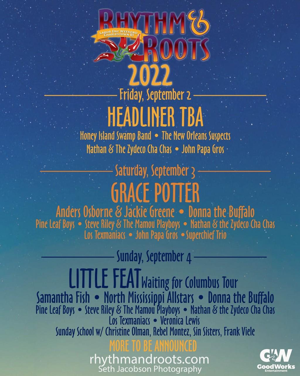 Lineup Poster Rhythm & Roots Festival 2022