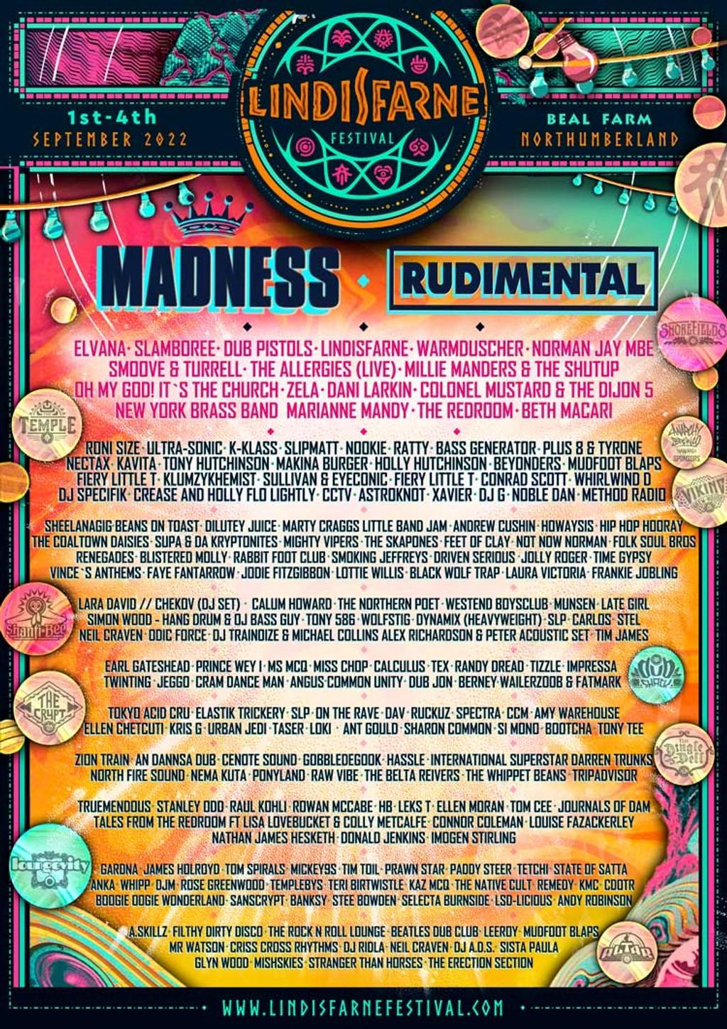 Lineup Poster Lindisfarne Festival 2022