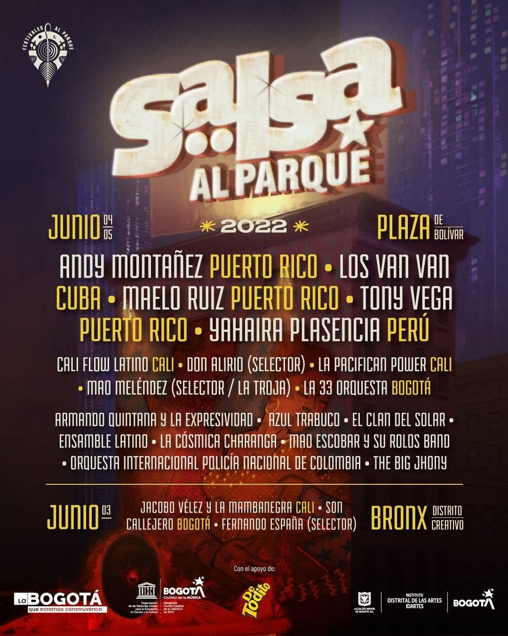 Lineup Poster Festival Salsa al Parque 2022