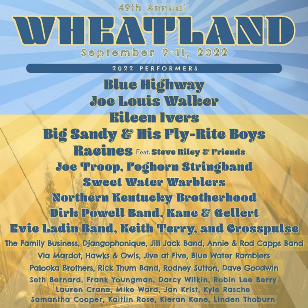 Lineup Poster 49th Annual Wheatland Music Festival 2022