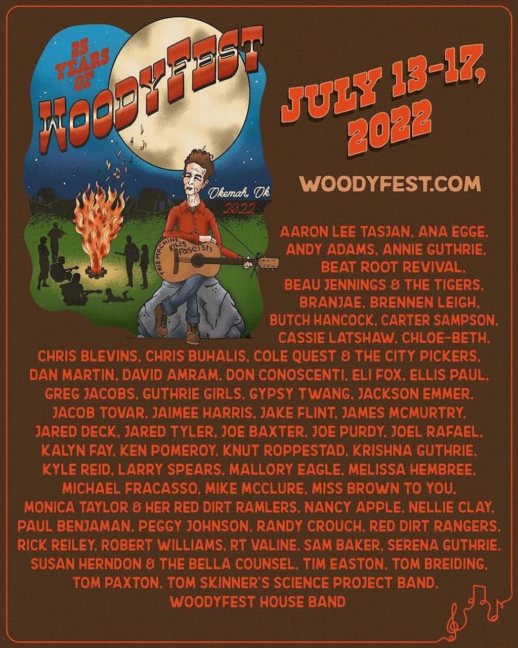 Lineup Poster Woody Guthrie Folk Festival 2022