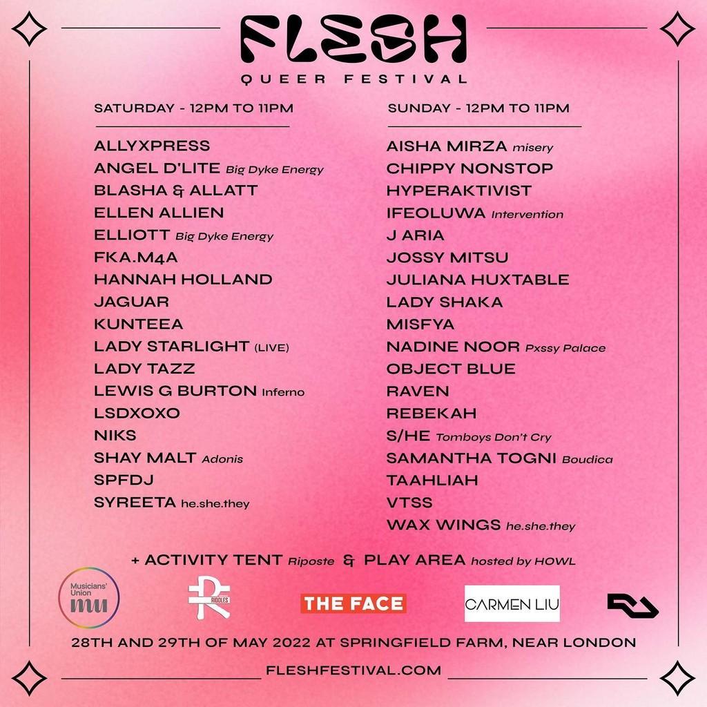 Lineup Poster Flesh Queer Festival 2022