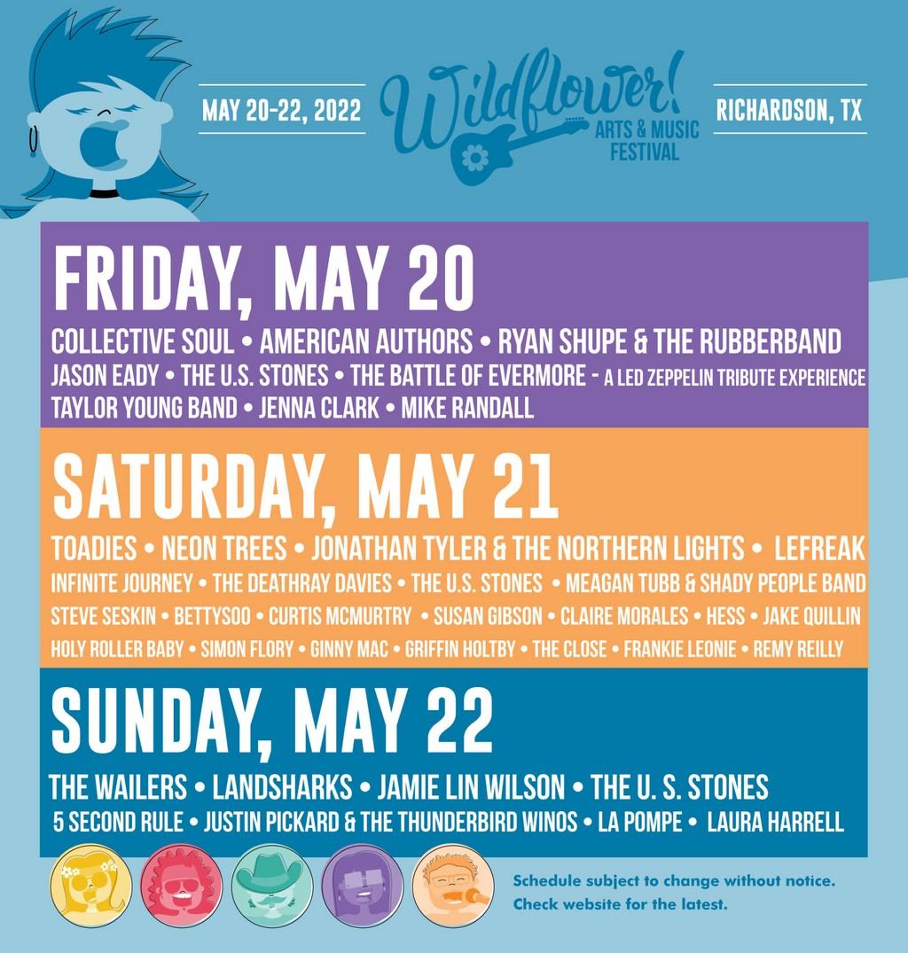 Lineup Poster Wildflower! Arts & Music Festival 2022