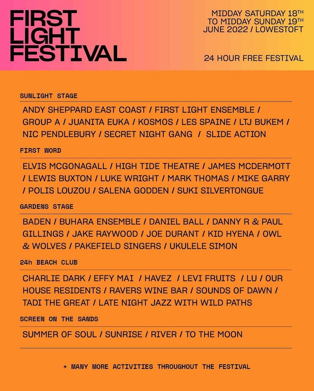 Lineup Poster First Light Festival 2022