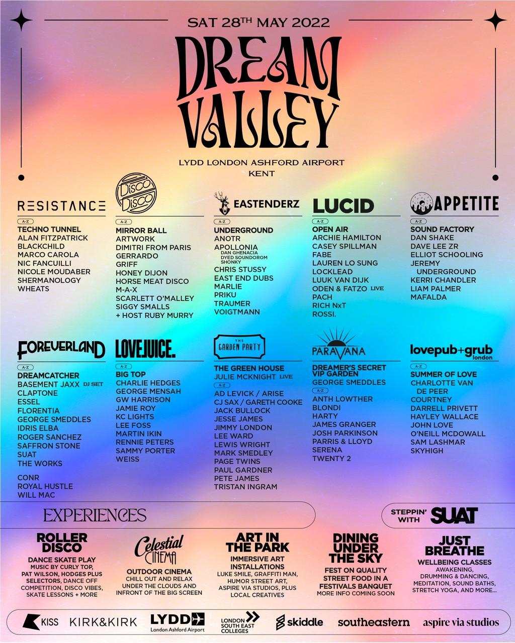 Lineup Poster Dream Valley Festival 2022