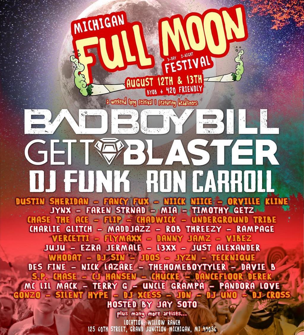 Lineup Poster Michigan Full Moon Fest 2022