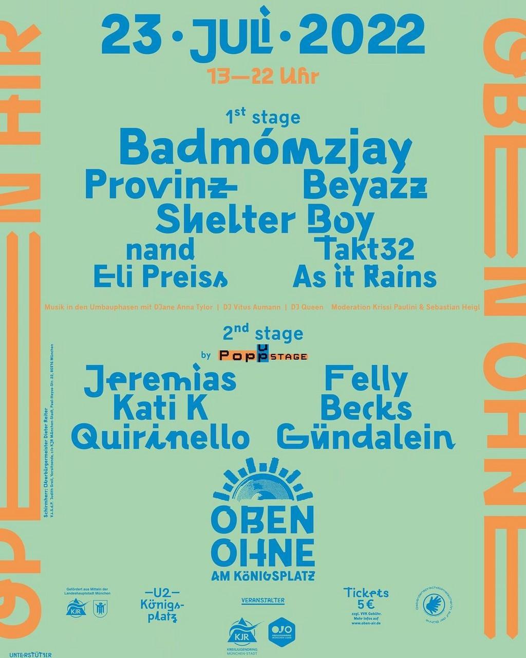 Lineup Poster OBEN OHNE Open Air 2022