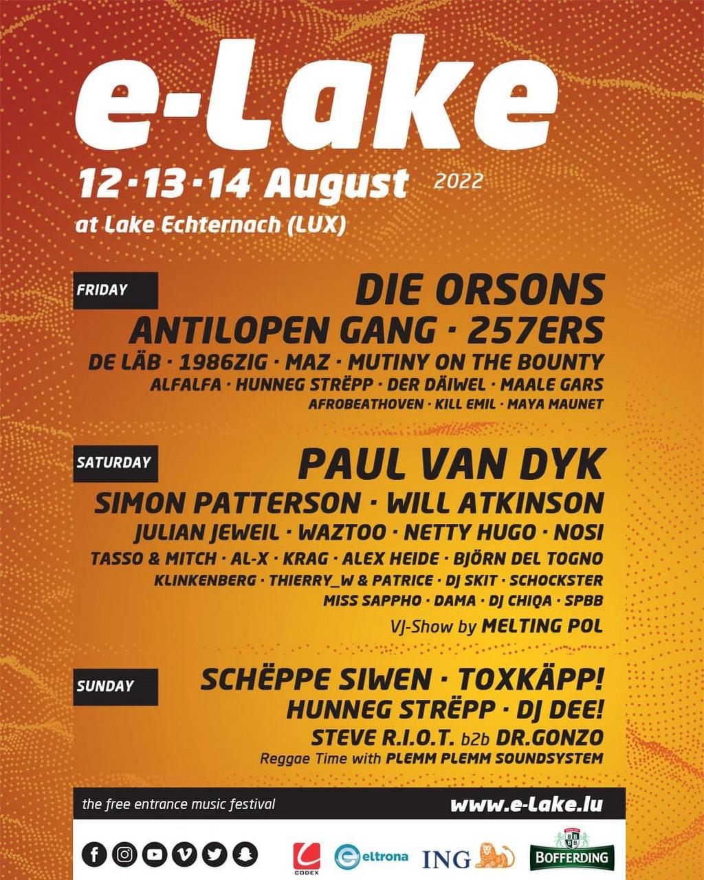 Lineup Poster e-Lake festival 2022