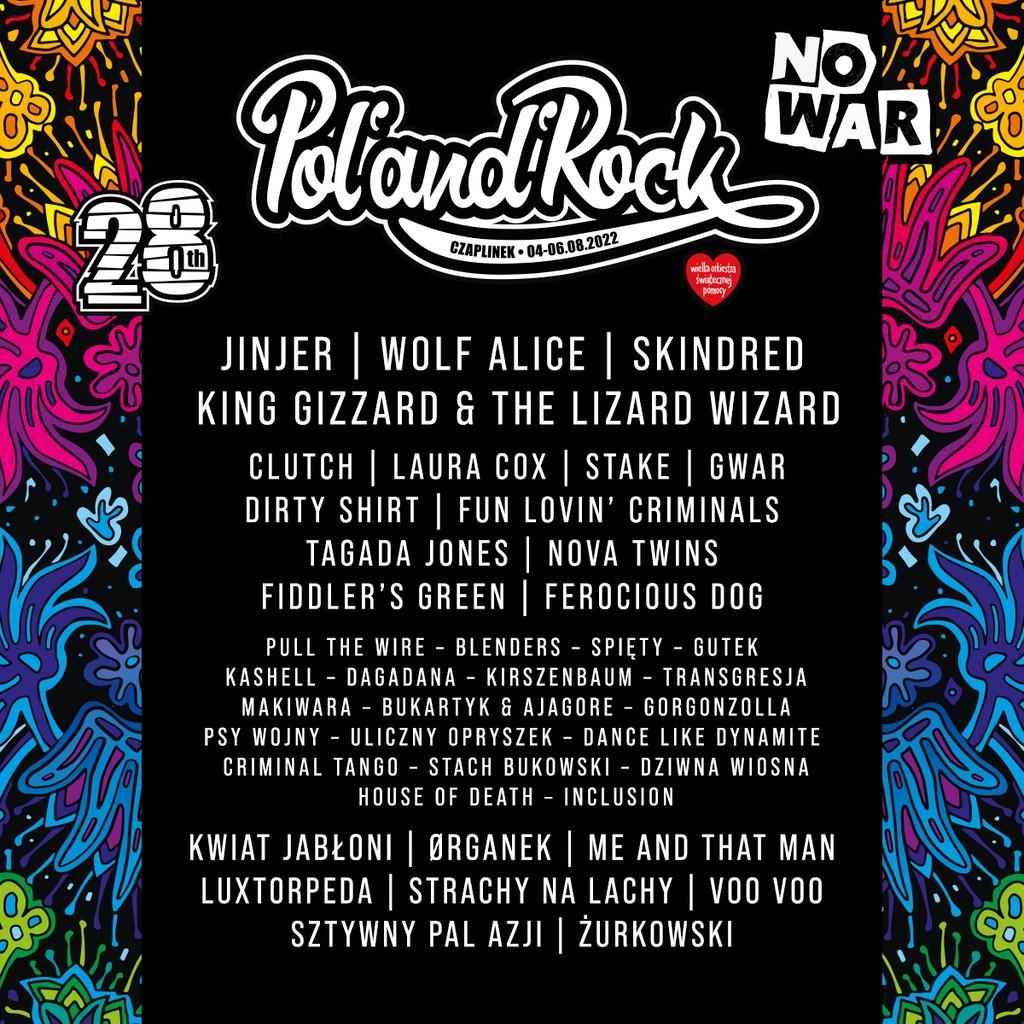 Lineup Poster Pol'and'Rock Festival 2022