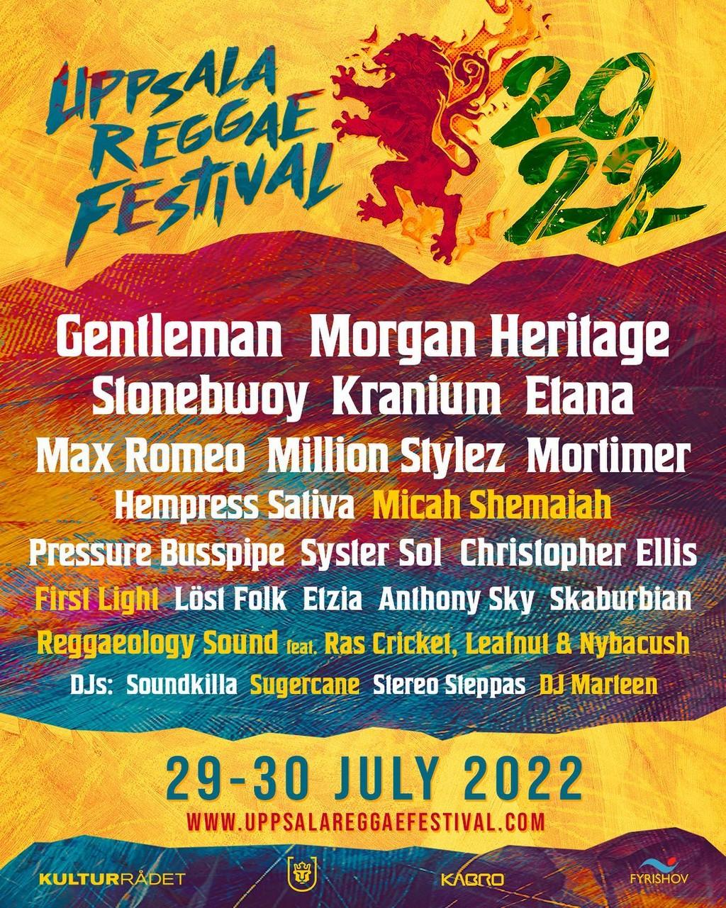 Lineup Poster Uppsala Reggae Festival 2022