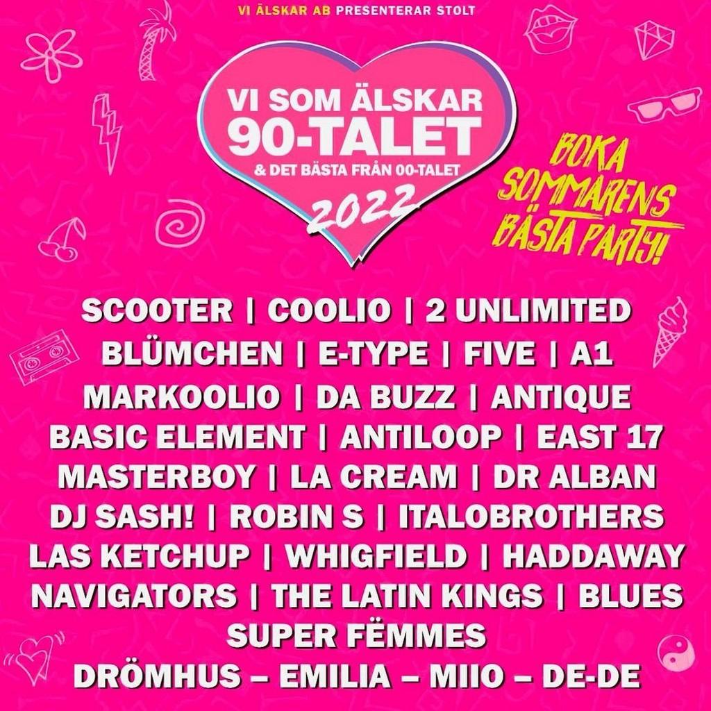 Lineup Poster Vi som älskar 90-talet Karlstad 2022