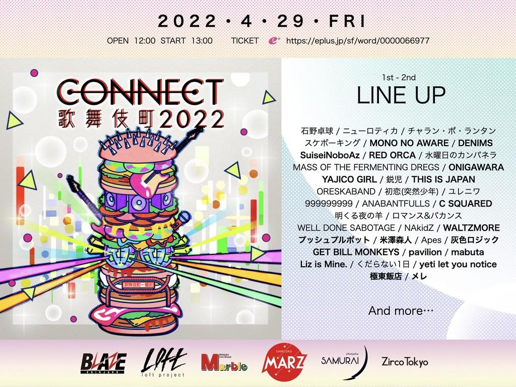 Lineup Poster Connect 歌舞伎町 Music Festival 2022