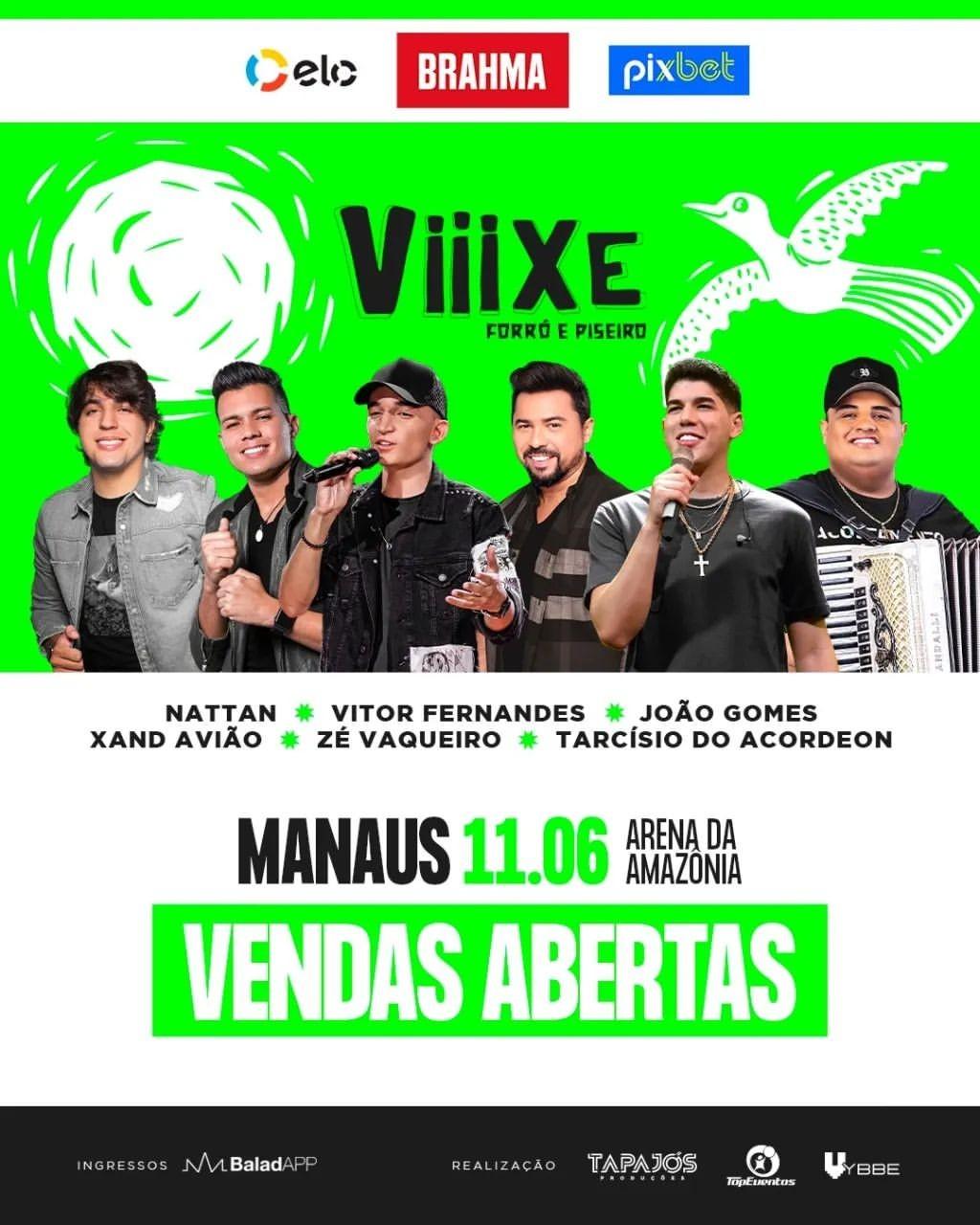 Lineup Poster Viiixe Forró e Piseiro Manaus 2022