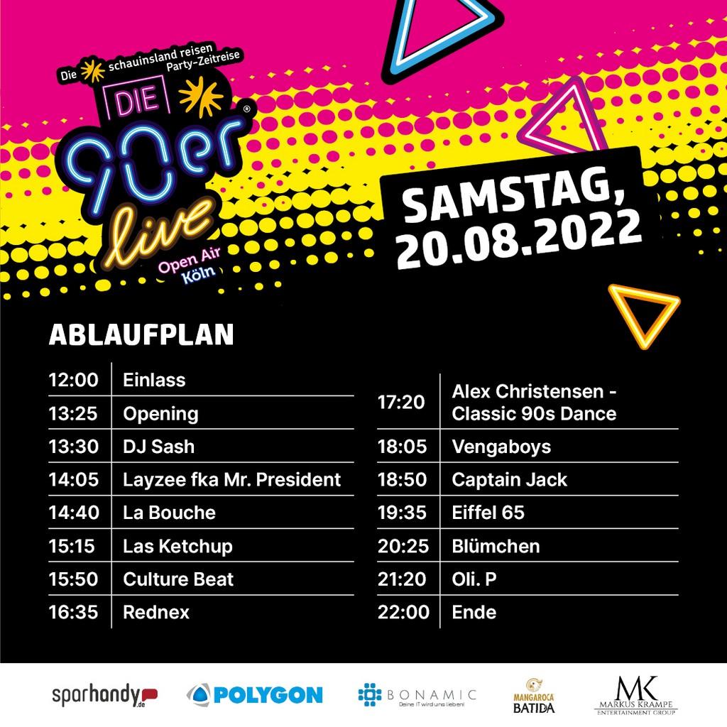 Lineup Poster Die 90er live Köln 2022