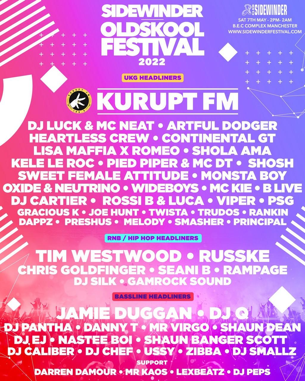 Lineup Poster Sidewinder Oldskool Festival 2022