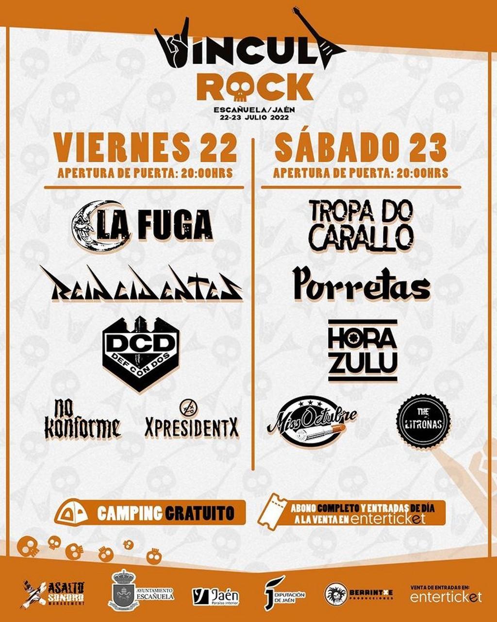 Lineup Poster Festival Víncula Rock 2022