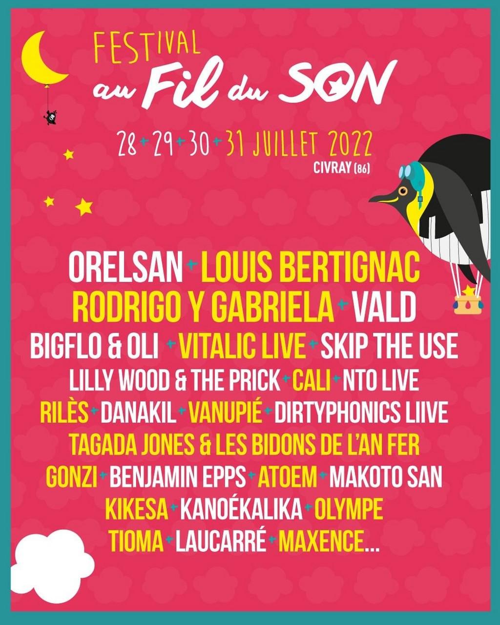 Lineup Poster Festival Au Fil du Son 2022