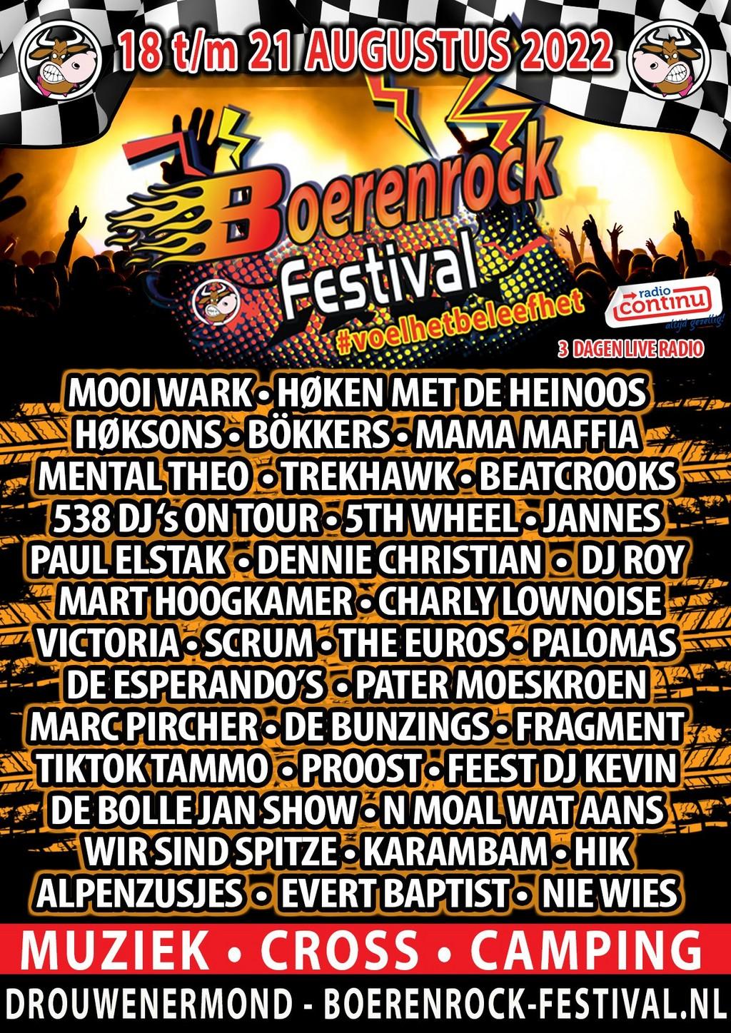 Lineup Poster Boerenrockfestival 2022