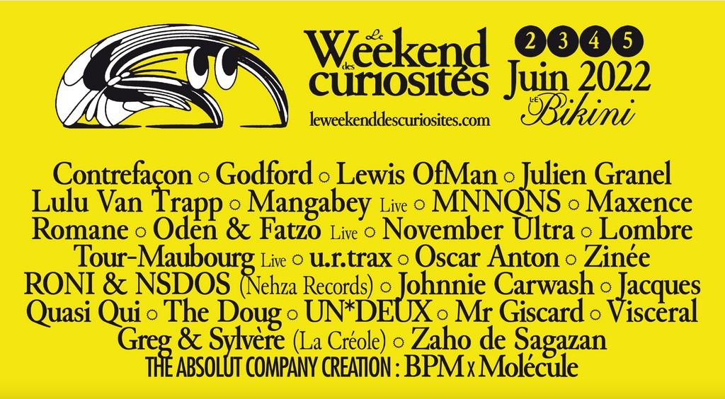 Lineup Poster Le Weekend Des Curiosités 2022