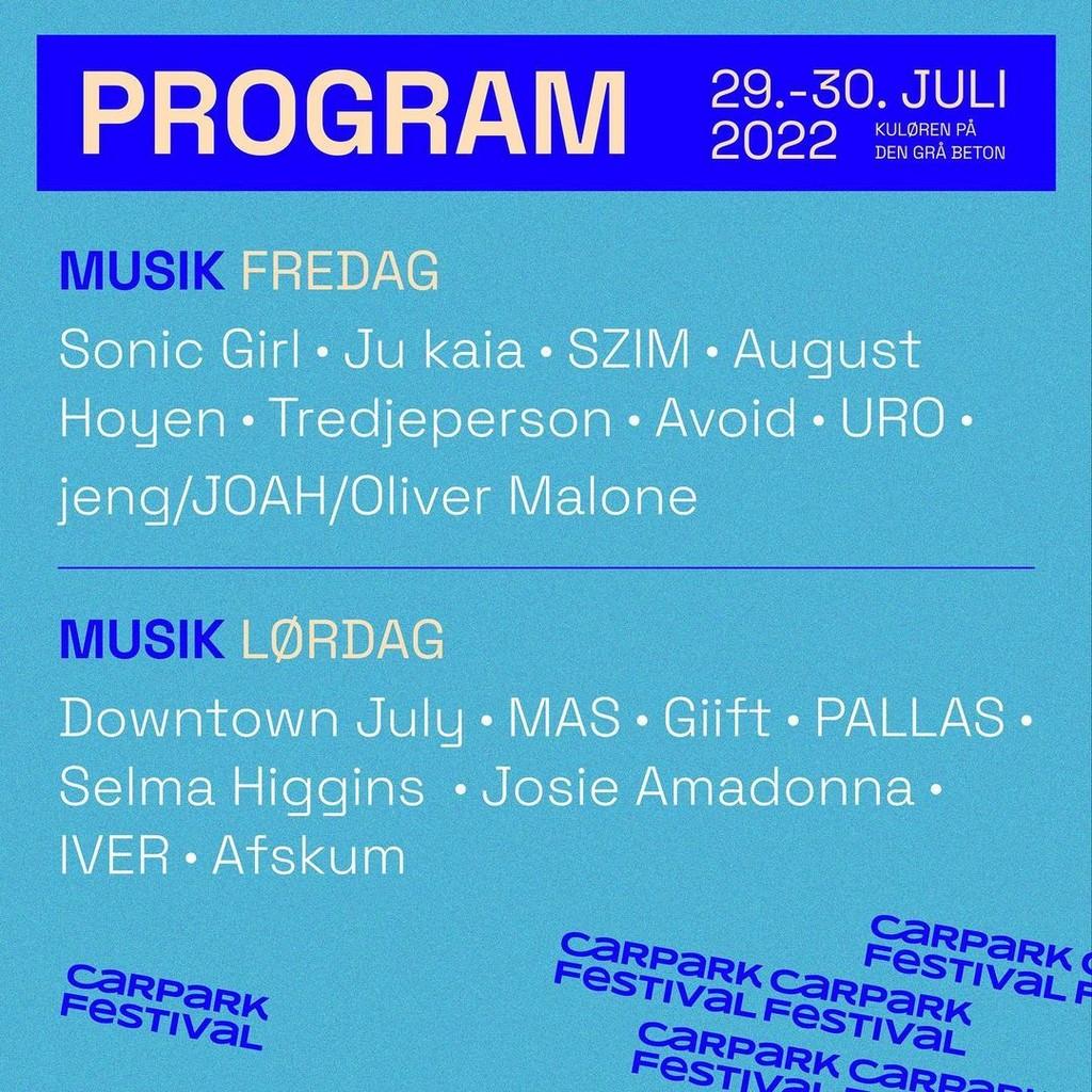 Lineup Poster Carpark Festival 2022