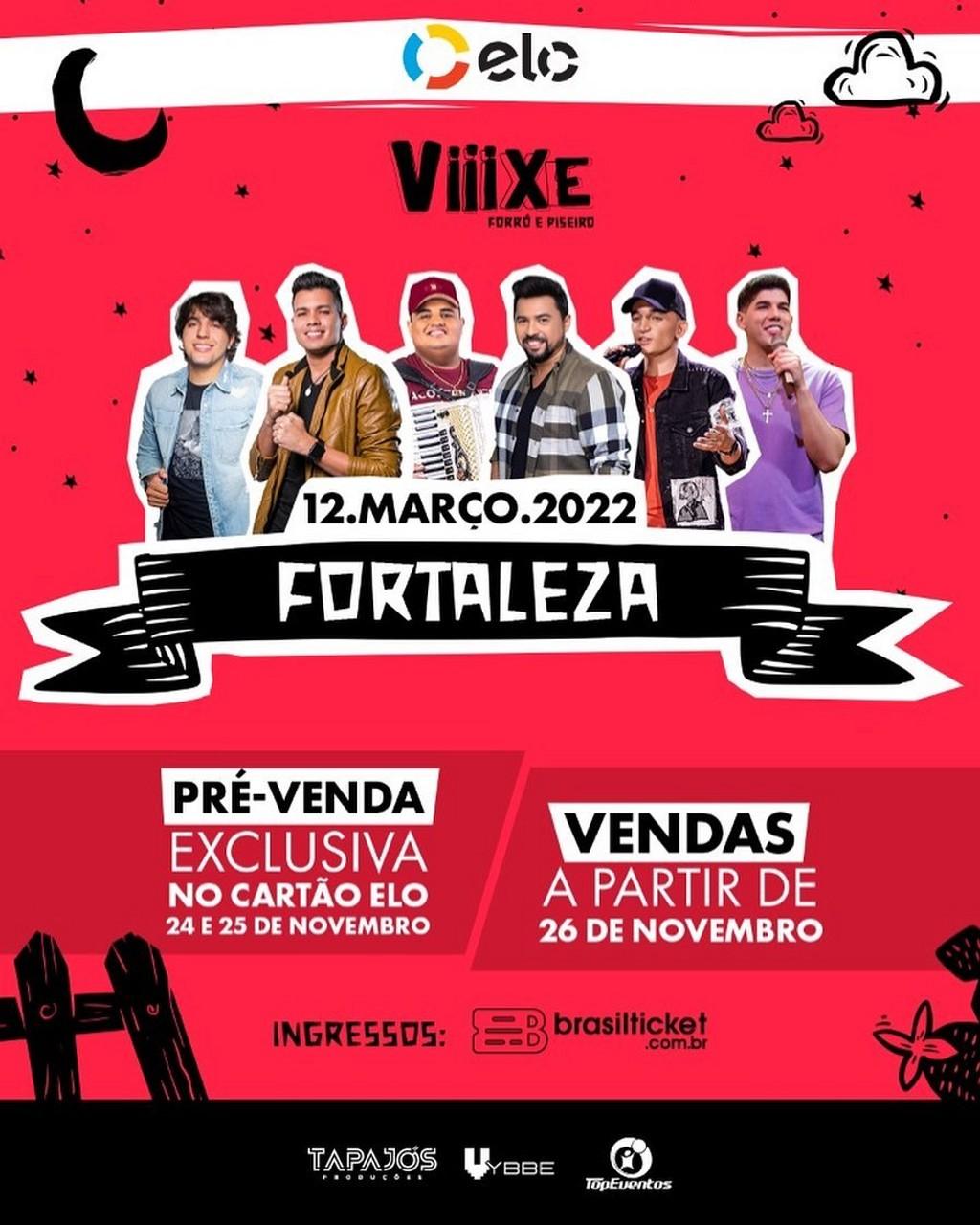 Lineup Poster Viiixe Forró e Piseiro Fortaleza 2022